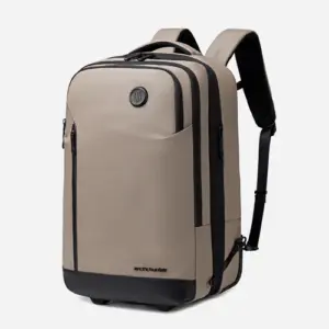 Arctic Hunter LG00861 Trolley Backpack Khaki front view showing sleek design and durable build